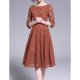 Women swing dress out sleek, solid color lace
