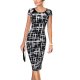 Women working cotton dress, Plaid print, Slim