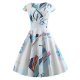 Women go retro cotton Slim swing dress, sweetheart neckline color prints