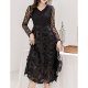 Women basic tight dress, solid color lace