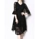 Women go chic sophisticated flare sleeve swing dress, solid color lace