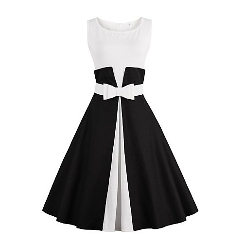 Hen parties, go retro line, tight dress, solid color, a patchwork of black and white cotton